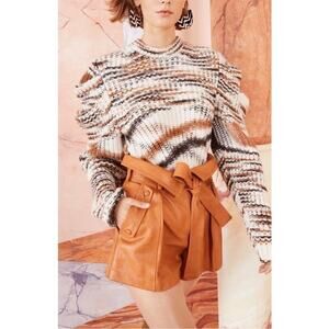 Ulla Johnson Puff-Sleeve Cream Alpaca Blend Daphne Knit Pullover Sweater size L